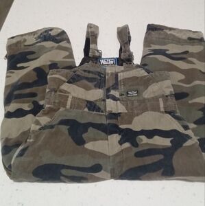 Walls Boys Overalls L 12/14 Camo Quilted Lining Outdoor